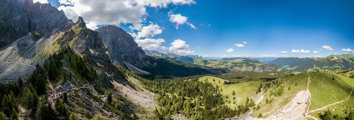 Naklejka na ściany i meble Panoramica Sassolungo, Alto-Adige, Alpe di Siusi