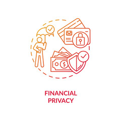 Financial privacy concept icon. Confidential payments idea thin line illustration. Financial information. Consumer security. Human rights. Vector isolated outline RGB color drawing