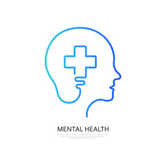 Obraz premium Mental health line icon. Psychotherapy symbol concept isolated on white background. Vector illustration