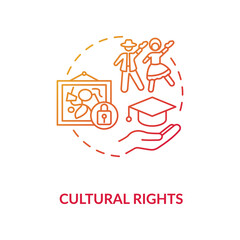 Cultural rights concept icon. Cultural heritage protection idea thin line illustration. Science and culture. Equal nationality rights. Human rights. Vector isolated outline RGB color drawing