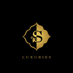 Golden Initial Letter S Luxury Logo vector design ornate badge luxury business