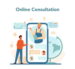 Logistic and delivery service online service or platform. Idea