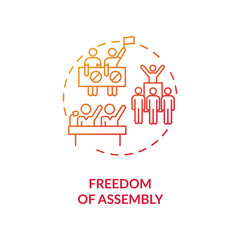 Freedom of assembly concept icon. Peaceful mass protest freedom idea thin line illustration. Demonstration. Human rights. Freedom of association. Vector isolated outline RGB color drawing © IMG visuals icons