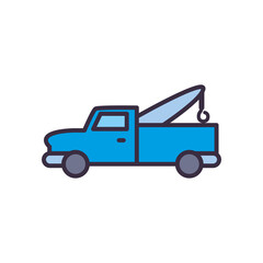 pickup car with crane line and fill style icon vector design
