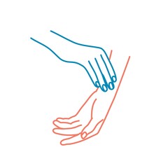 Fototapeta premium Female hands, applying cream. Line drawing vector illustration.