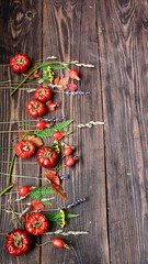 red peppers on a wooden board