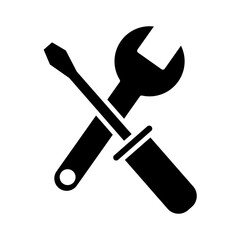 wrench and screwdriver tool silhouette style icon