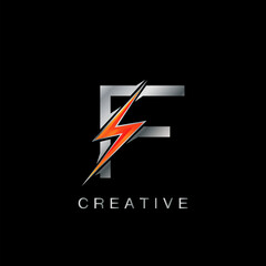 F Letter Logo, Abstract Techno Thunder Bolt Vector Design.