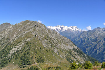 Naklejka premium panorama of the mountains surrounding Punta Regina on the border between the Gressoney and Champoluc valleys, in the Aosta Valley