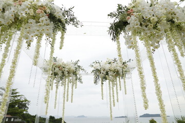 Decoration wedding setup at Phuket and Ceremony decoration on beach and garden