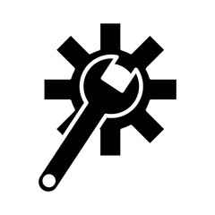 Obraz premium wrench with gear settings machine silhouette style icon
