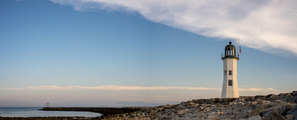 Old Scituate Lighthouse at Sunset, Scituate, Massachusetts, USA. Also known as Scituate Lighthouse