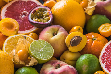 Tropical colorful summer fruits