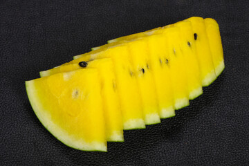 Sliced sweet tasty yellow watermelon