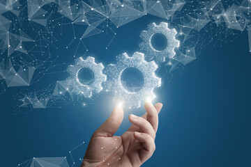 The hand shows gears