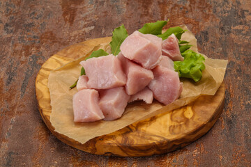 Raw fresh pork meat cube