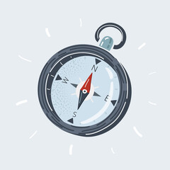 Vector illustration of hand drawncompass on white isolated background. © iracosma