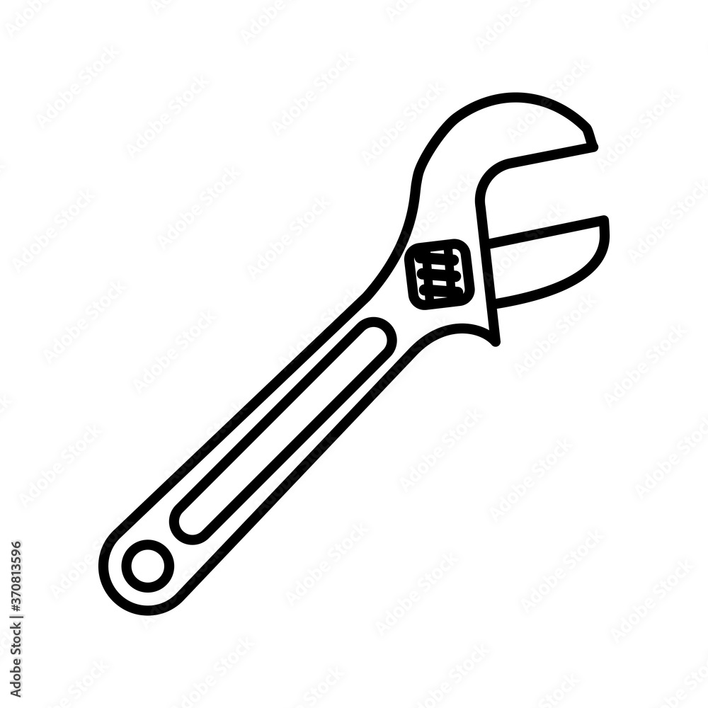 Poster wrench key tool line style icon