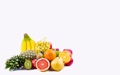 Fruits on the white background