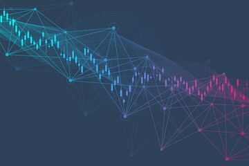 Naklejka premium Stock market or forex trading graph. Chart in financial market vector illustration Abstract finance background.