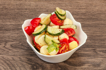 Salad with vegetables and mozzarlla