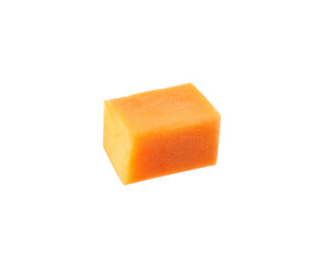 Cube of fresh ripe carrot isolated on white