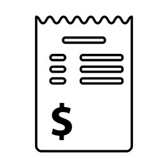 receipt with dollar symbol line style icon