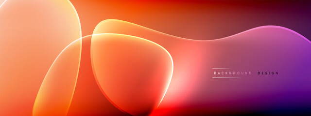 Vector abstract background - liquid bubble shapes on fluid gradient with shadows and light effects. Shiny design template for text