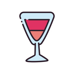 martini cocktail glass line and fill style icon vector design