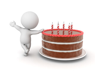 3D Rendering of a chocolate birthday cake