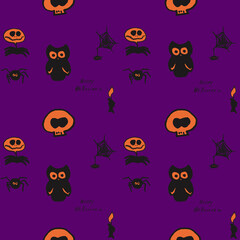 Seamless pattern hand drawn halloween illustration. A versatile and bright summer pattern that is suitable for printing on clothing and souvenirs.