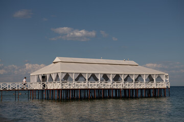 Fototapeta na wymiar pier with a hut on the sea