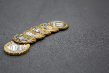 coins on a dark background