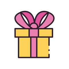 Gift box with bowtie line and fill style icon vector design