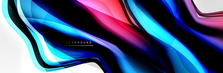 Vector abstract background, flowing liquid style bubble with metallic, color quicksilver chrome texture and color glow effects