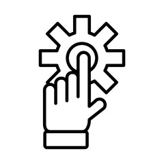 gear settings machine with hand indexing line style icon