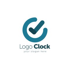 Vector clock, time company logo design, business symbol concept, minimal line style