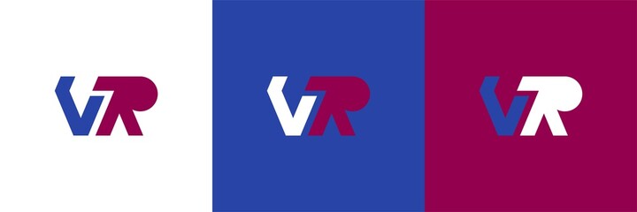 VR initial company linked letter logo. vr logo design