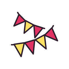 party triangle shaped banner pennants line and fill style icon vector design