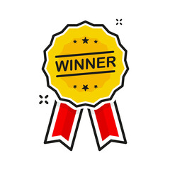 Flat gold icon. Winner. 3d vector. Achievement badge. Premium quality. Flat design. Golden metal number. Vector illustration.