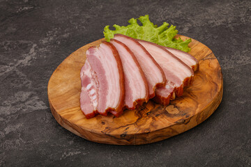 Tasty smoked pork brisket slice