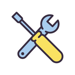 wrench and screwdriver line and fill style icon vector design