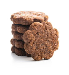 Sweet cookies. Crunchy chocolate biscuits shape flower.
