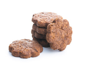 Sweet cookies. Crunchy chocolate biscuits shape flower.