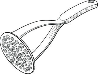 Potato Masher illustration
Metal potato masher on a white background.
