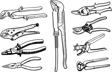 hand drawn vector illustration of tools