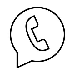 telephone call center service in speech bubble line style icon