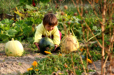 a little girl and a crop