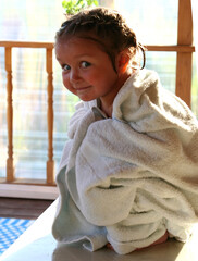 little girl after swimming