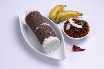Ragi Puttu or Finger Millet  steamed cake